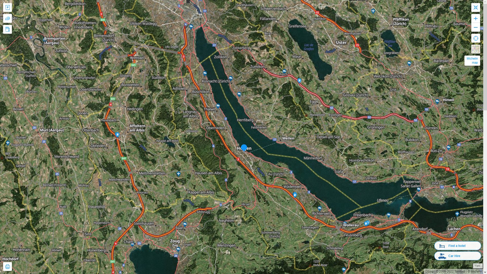 Horgen Highway and Road Map with Satellite View